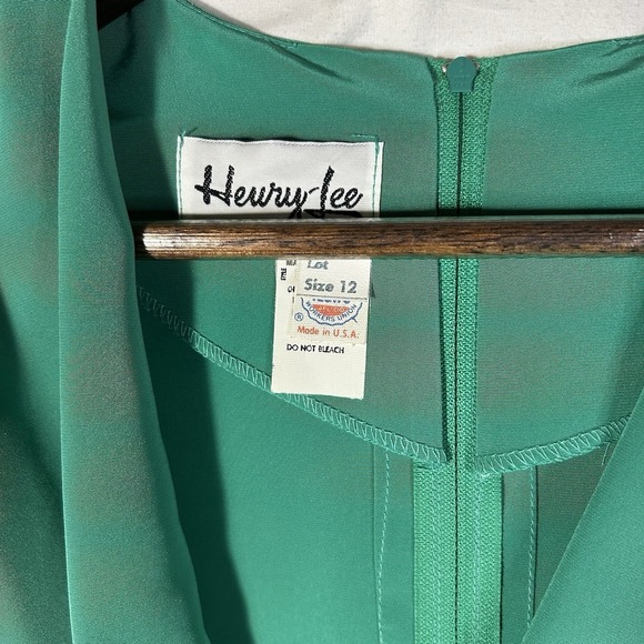 NWT Vintage 80s Henry Lee Emerald Green Draped Midi Dress Size 12 Made In USA - Picture 14 of 14